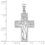 Sterling Silver Rhodium-Plated Polished Tree in Cross Pendant - Image 4