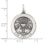 Sterling Silver Antiqued Solid Confirmation Pendant - Image 4