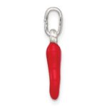 Sterling Silver Red Enamel Italian Horn Pendant - Image 2