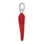 Sterling Silver Red Enamel Italian Horn Pendant - Image 2