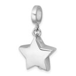 Sterling Silver Rhodium-plated Polished Star Ash Holder Bead/Pendant - Image 4