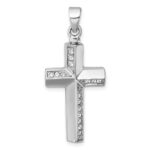 Sterling Silver Rhodium-plated Polished CZ Latin Cross Ash Holder Pendant