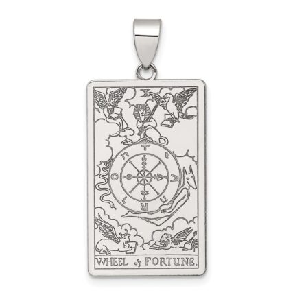 Sterling Silver Wheel of Fortune Tarot Card Pendant