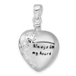 Sterling Silver Rhodium-plated Polished Enameled ALWAYS IN MY HEART Ash Holder Pendant - Image 4