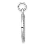 Sterling Silver Rhodium-plated Polished CZ Engraveable Circle Pendant - Image 2