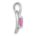 Sterling Silver Rhodium-plated Polished Pink and White Heart CZ in Open Heart Chain Slide Pendant - Image 2