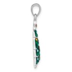 Sterling Silver Rhodium-plated Polished Green/Yellow/Red/Blue Crystal Christmas Tree Charm - Image 2