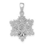 Sterling Silver Rhodium-plated Polished CZ Snowflake Pendant - Image 3