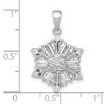 Sterling Silver Rhodium-plated Polished CZ Snowflake Pendant - Image 4