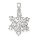 Sterling Silver Polished CZ Snowflake Pendant