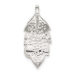 Sterling Silver Polished CZ and Acrylic Pearl on Leaf Chain Slide Pendant - Image 3