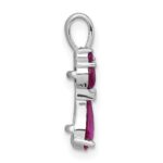 Sterling Silver Rhodium-plated Red Corundum Cat Pendant - Image 2