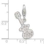 Sterling Silver Polished CZ Guitar with Lobster Clasp Charm - Image 4
