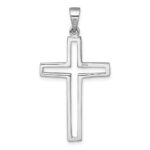 Sterling Silver Rhodium-plated Polished Cut-out Latin Cross Pendant - Image 3
