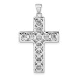 Sterling Silver Rhodium-plated White CZ Latin Cross Pendant - Image 3