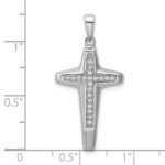 Sterling Silver Rhodium-plated CZ Polished Cross Pendant - Image 4