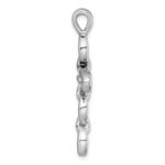 Sterling Silver Rhodium-plated Polished Puffed Mariner/Anchor Link Cross Pendant - Image 2