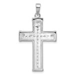 Sterling Silver Rhodium-plated CZ Polished and Textured Cross Pendant - Image 3