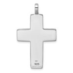 Sterling Silver Rhodium-plated Polished Black Resin Latin Cross Pendant - Image 3