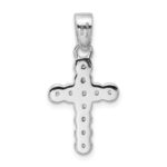 Sterling Silver Rhodium-plated CZ Polished Cross Pendant - Image 3