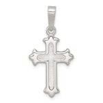 Sterling Silver Polished and Textured Fleur de Lis Cross Pendant