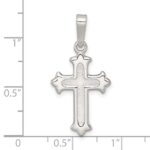 Sterling Silver Polished and Textured Fleur de Lis Cross Pendant - Image 4
