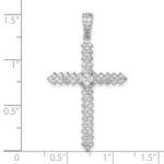 Sterling Silver Rhodium-plated Polished Pave CZ Latin Cross Pendant - Image 4