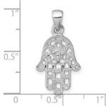 Sterling Silver Rhodium-plated Polished And Textured Pierced Hamsa Pendant - Image 4
