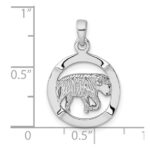 Sterling Silver Rhodium-plated Polished Reversible Aries Ram in Circle Zodiac Pendant - Image 4