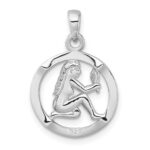 Sterling Silver Rhodium-plated Polished Reversible Virgo in Circle Zodiac Pendant - Image 3