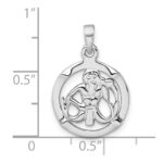 Sterling Silver Rhodium-plated Polished Reversible Aquarius in Circle Zodiac Pendant - Image 4