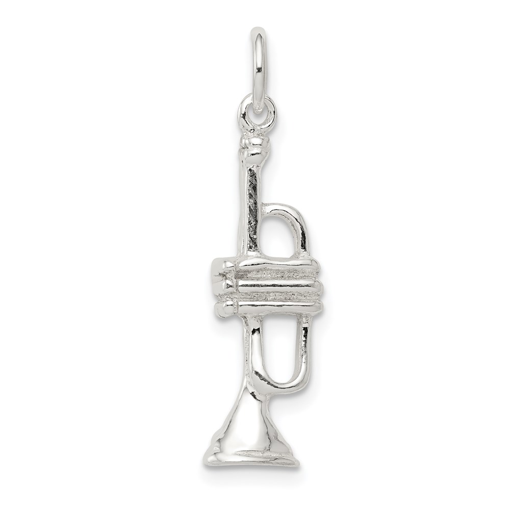 QC182.jpg Sterling Silver Trumpet Charm - Image 1