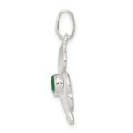 Sterling Silver Clover with Green Glass Charm - Image 2
