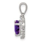Sterling Silver Rhodium-plated Amethyst and CZ Pendant - Image 2