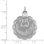 Sterling Silver Rhodium-plated 25th Anniversary Disc Charm - Image 3