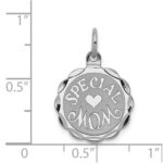 Sterling Silver Rhodium-plated Special Mom Disc Charm - Image 3