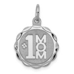 Sterling Silver Rhodium-plated #1 Mom Disc Charm