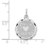 Sterling Silver Rhodium-plated Special Friend Disc Charm - Image 3