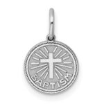 Sterling Silver Rhodium-plated Baptism Disc Charm