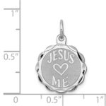 Sterling Silver Rhodium-plated Jesus Loves Me Disc Charm - Image 3