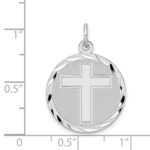 Sterling Silver Rhodium-plated Cross Disc Charm - Image 3
