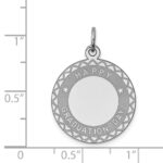 Sterling Silver Rhodium-plated Happy Graduation Disc Charm - Image 4