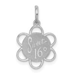 Sterling Silver Rhodium-plated Sweet Sixteen Disc Charm