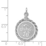 Sterling Silver Rhodium-plated Sweet Sixteen Disc Charm - Image 4