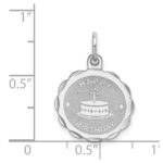 Sterling Silver Rhodium-plated Happy Birthday Disc Charm - Image 4