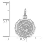 Sterling Silver Rhodium-plated Happy Birthday Disc Charm - Image 4