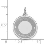 Sterling Silver Rhodium-plated Happy Birthday Disc Charm - Image 3