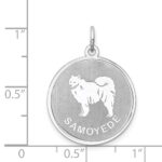 Sterling Silver Rhodium-plated Samoyed Disc Charm - Image 3