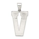 Sterling Silver Rhodium-plated Letter V Initial Pendant - Image 3