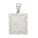 Sterling Silver Square Diamond-cut Letter C Initial Pendant - Image 4